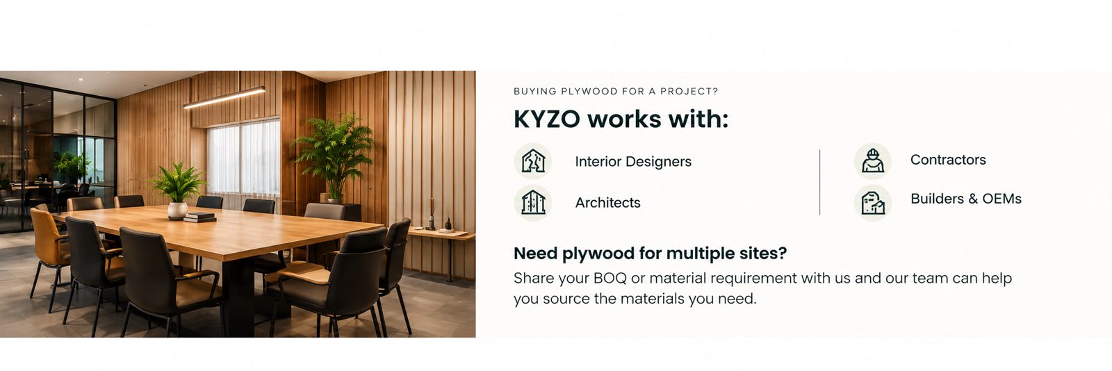 Modern Office Plywood Sourcing Banner