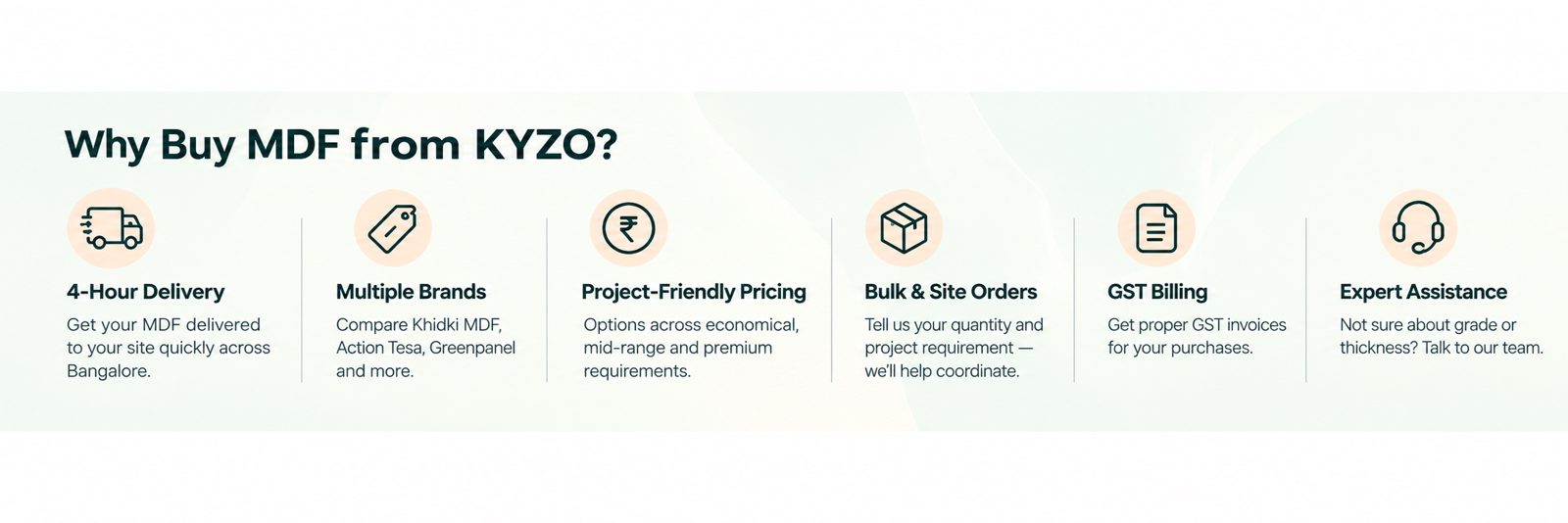 KYZO MDF Buying Benefits Banner