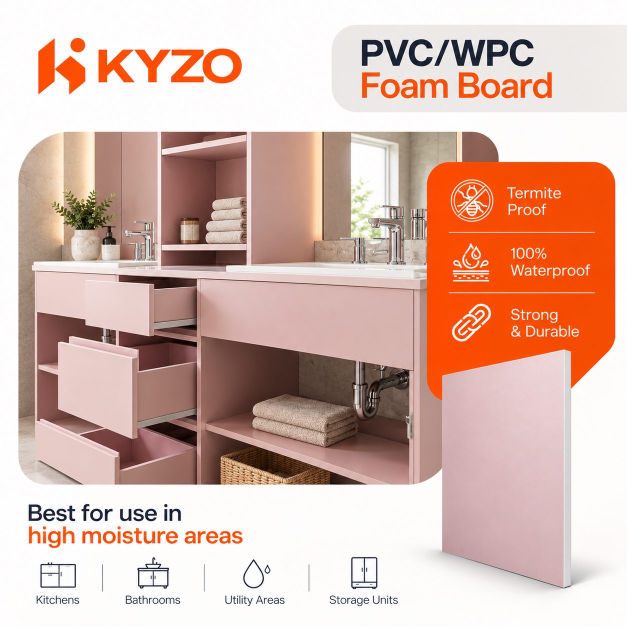 Kyzo PVC_WPC Foam Board for Moisture Areas