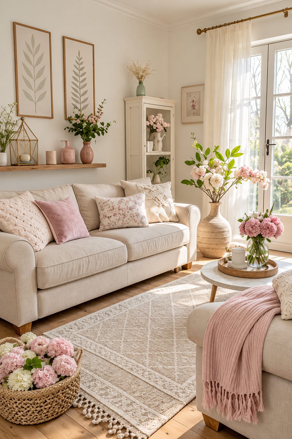 Sunlit Blush Scandinavian Living Room