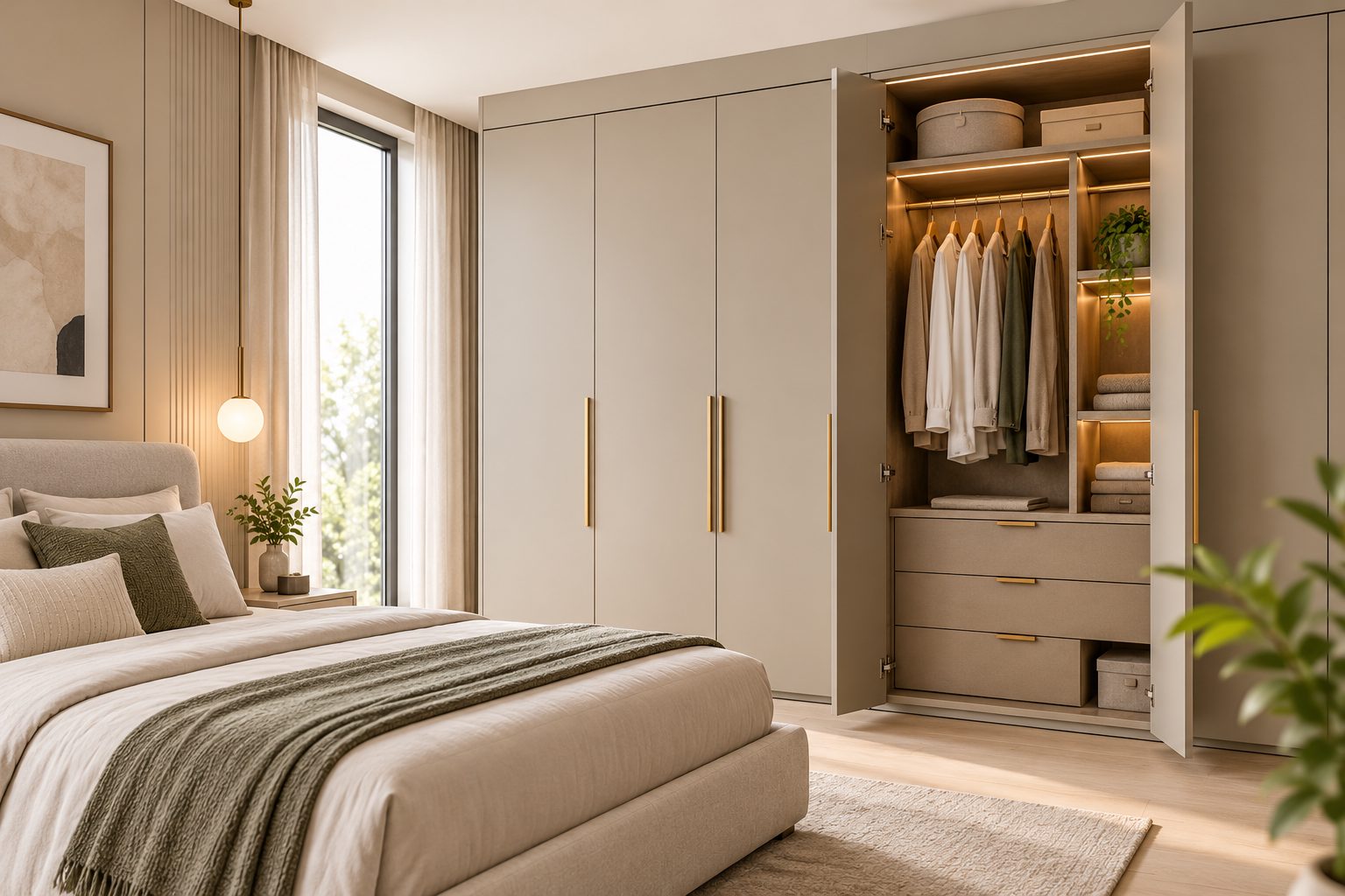 Warm Neutral Scandinavian Bedroom