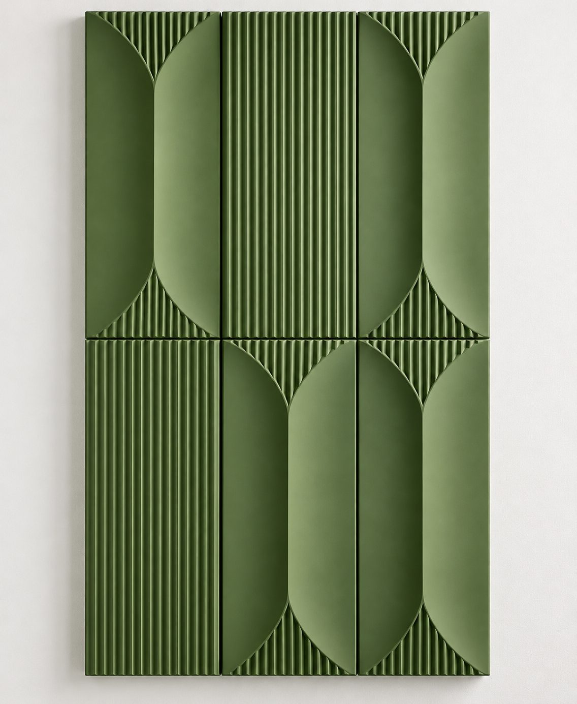 Olive Geometric Relief Wall Panel