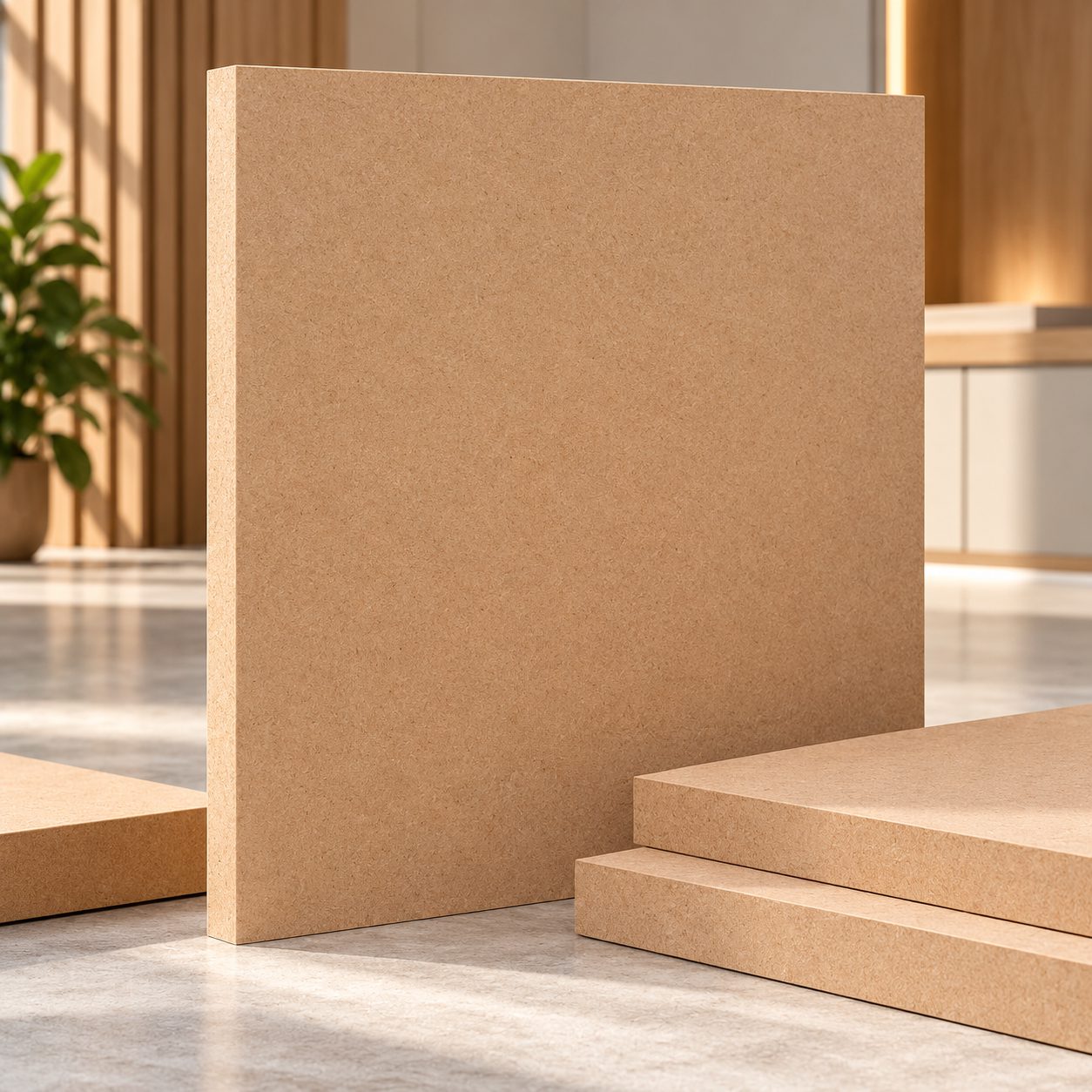 Warm MDF Panels in a Minimal Interior