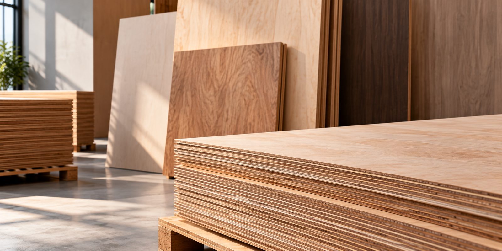 Warm Plywood Panels in a Modern Workshop