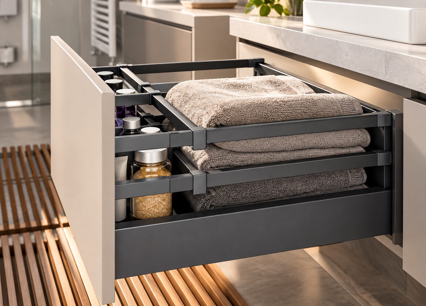 Organised Modern Bathroom Vanity Drawer